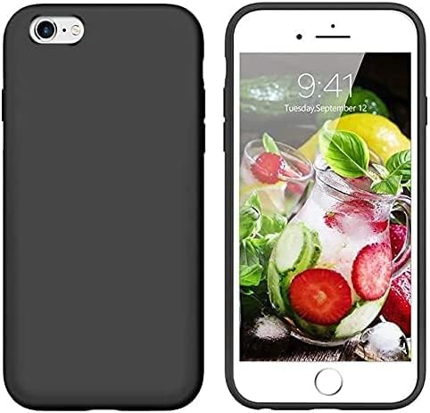 GİYİM & AKSESUAR iphone 6 / 6s İçi Kadife Lansman Silikon Kılıf Şok Emici Full Kasa Koruma Sağlayan Kılıf - Liquid Silicone Case Compatible with iPhone 6 / 6s Gel Rubber Full Body Protection Cover Case (Siyah)
