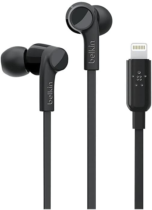 Lightning Konnektörlü RockStar iPhone Kulaklıklar (iPhone 15, 14, 13, 12, 11, XS, XS Max, XR, 8/8 Plus) Siyah