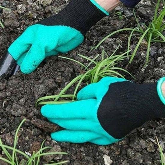 Toprak Kazma Ekme Çapalama İçin Korumalı Bahçe Bahçivan Eldiveni Green