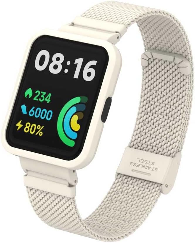 Xiaomi İle Uyumlu Redmi Watch 2 Lite KRD-66 Metal Kordon Krem
