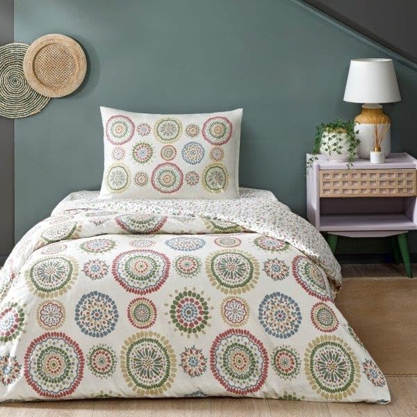 Romana Desenli%100 Pamuk Nevresim Takımı, Bej, Tek Kişilik (Nevresim: 160x220 cm/Lastikli Çarşaf: 100x200 cm / 1 Adet Yastık Kılıfı: 50x70 cm)