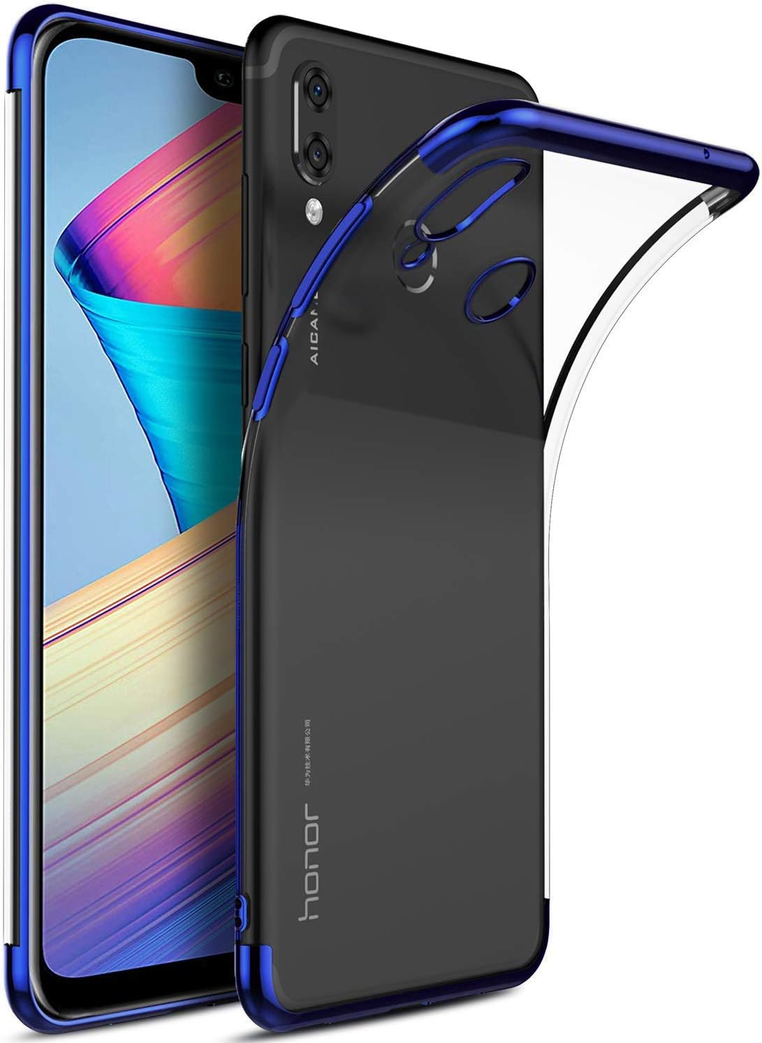 Huawei Honor Play için Kılıf Skyfall Transparent Clear Mavi [Honor Play ile Uyumlu Kılıf - Mavi]