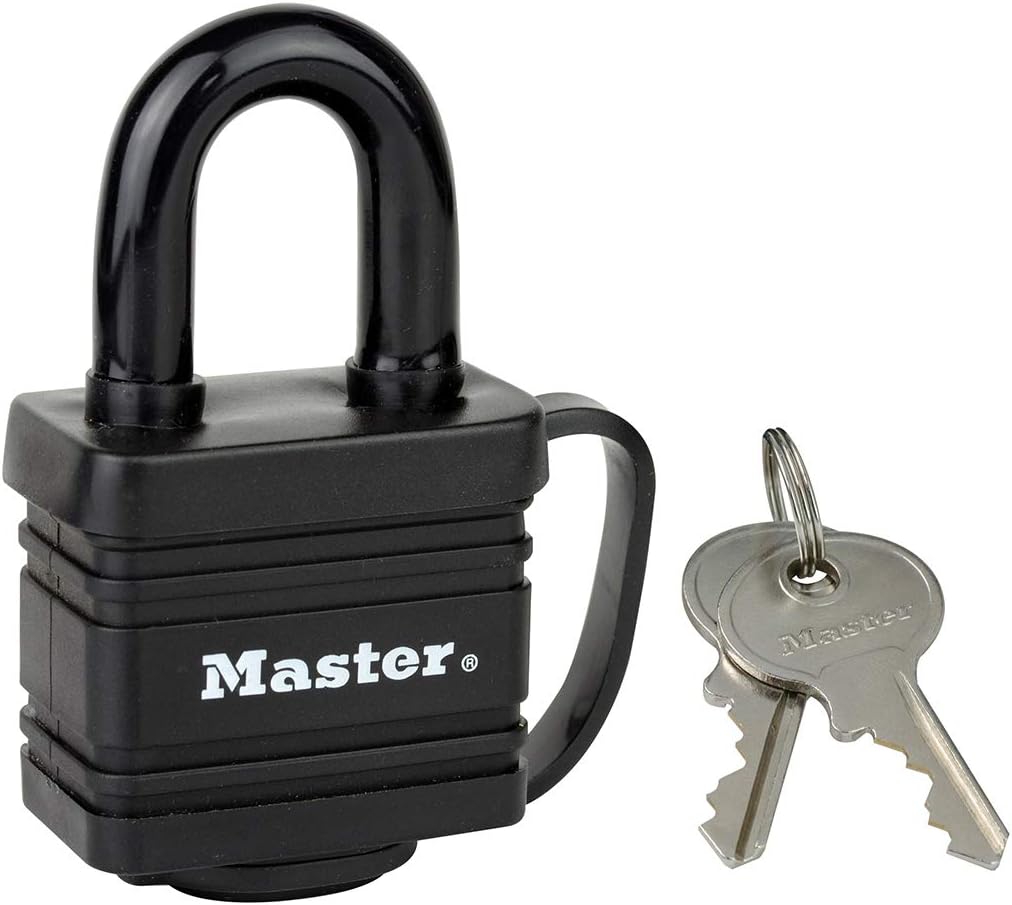 Lock 7804EURD Anahtarlı ve Termoplastik Korumalı Lamine Çelikten Yapılmış Asma Kilit, Siyah, 7,8 x 4 x 2,9 cm