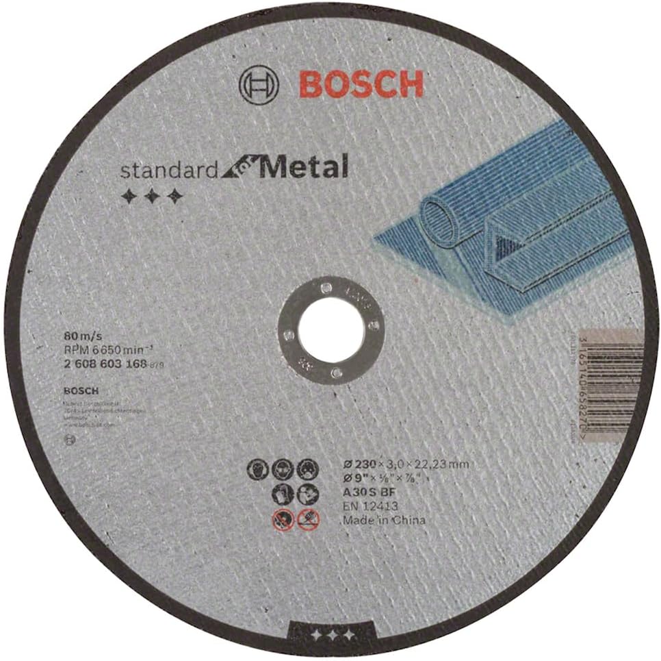 Professional Kesme Diski, Düz, Standart, Metal için A 30 S Bf, 22,23 mm, 3,0 mm, Gri, 2608603168