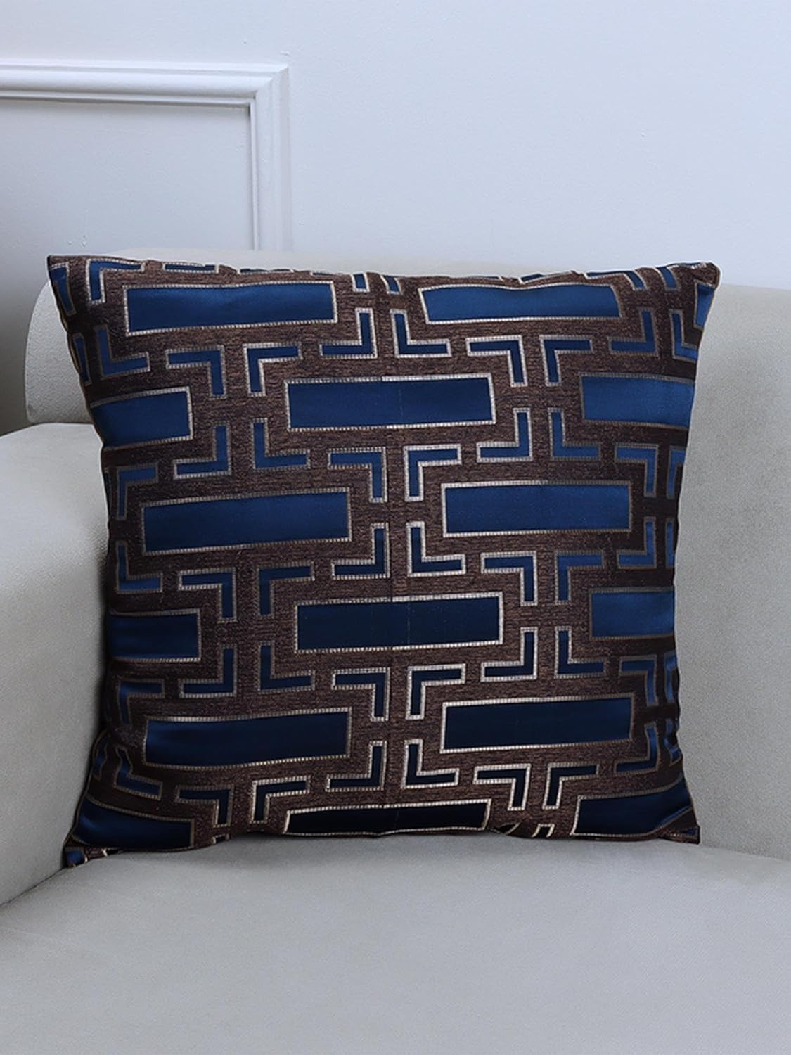 Home Blocks Lacivert 45x45cm Kare Desenli Kırlent Kılıfı