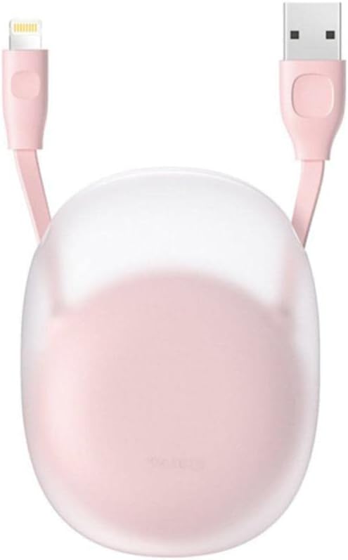 Lets Go Little, 2.0 A, USB - A & Lightning, Makaralı, Şarj & Data Aktarım Kablosu, 1 Metre,Beyaz - Pembe, CALRN-24