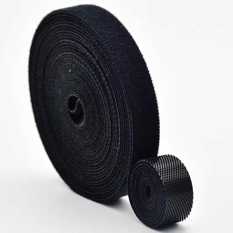 Cırt Cırt Sabitleyici Kablo Düzenleyici 5 metre x 1cm Kanca ve Döngü Kayışları, Tekrar Kullanılabilir, Çift Taraflı Kanca Rulo Düzenleyici Kayışlar, Bağlama Bandı (Siyah)