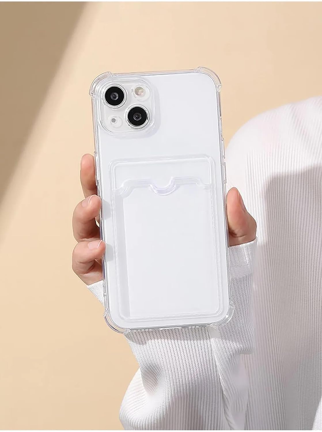 AKSESUAR iphone 14 (6.1) Uyumlu Lüx Kartlıklı Şeffaf Telefon Kılıfı (Şeffaf)
