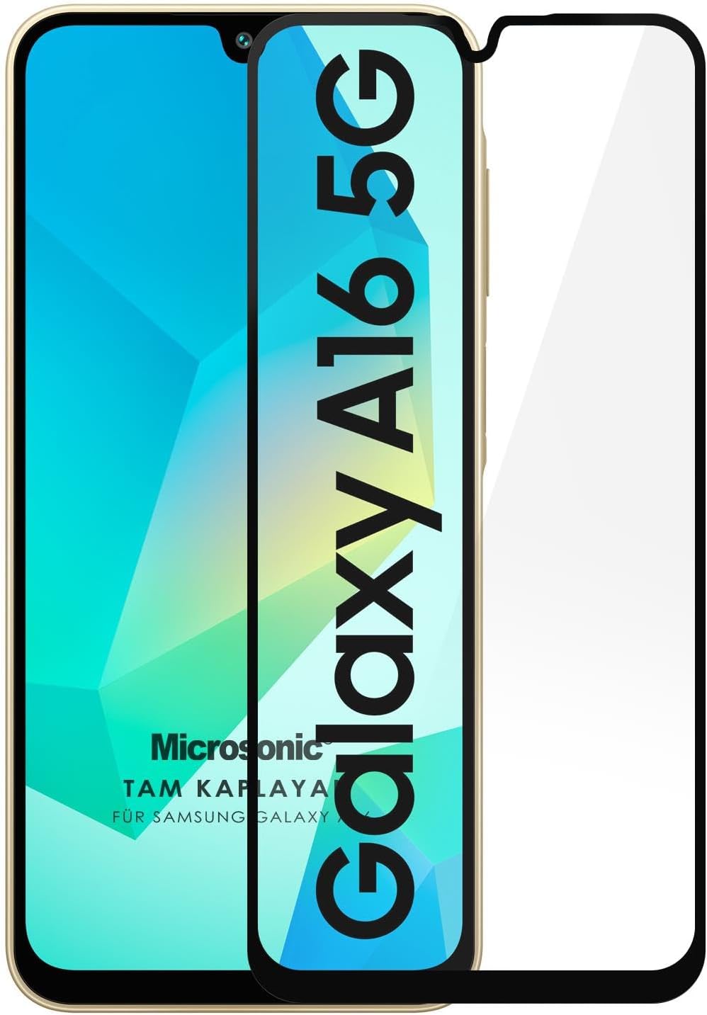 Samsung Galaxy A16 Tam Kaplayan Temperli Cam Ekran Koruyucu Siyah