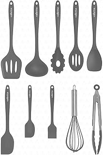 Salvatore Isıya Dayanıklı Yanmaz Yapışmaz Silikon Spatula Seti 10 Parça Gri Vlt1118