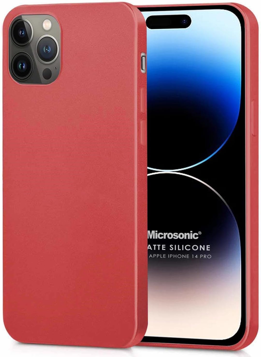 Matte Silicone Apple iPhone 14 Pro için Kılıf Kırmızı [iPhone 14 Pro ile Uyumlu Kılıf - Kırmızı]