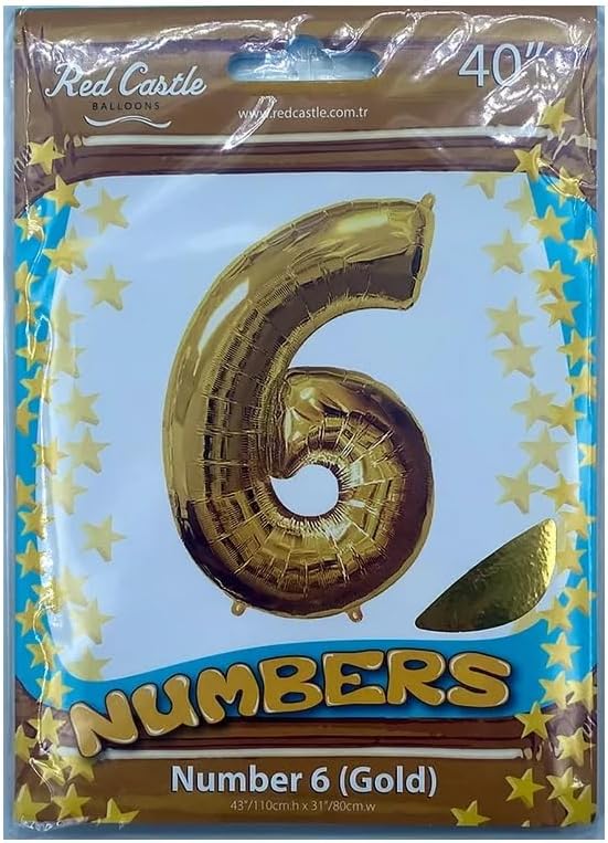 Castle Rakam Folyo Balon 6 Gold 40 Inç 100 Cm-