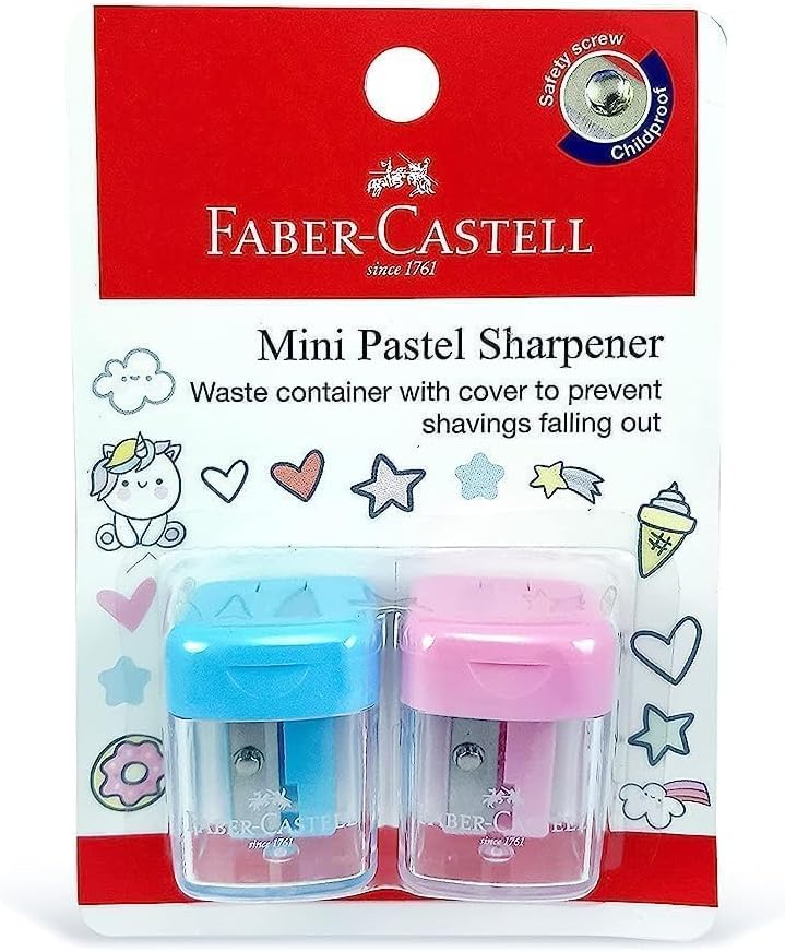 Faber Castell Minibox kalemtıraş 2 parça, blister kartlı, çeşitli renkler, Fcc584601