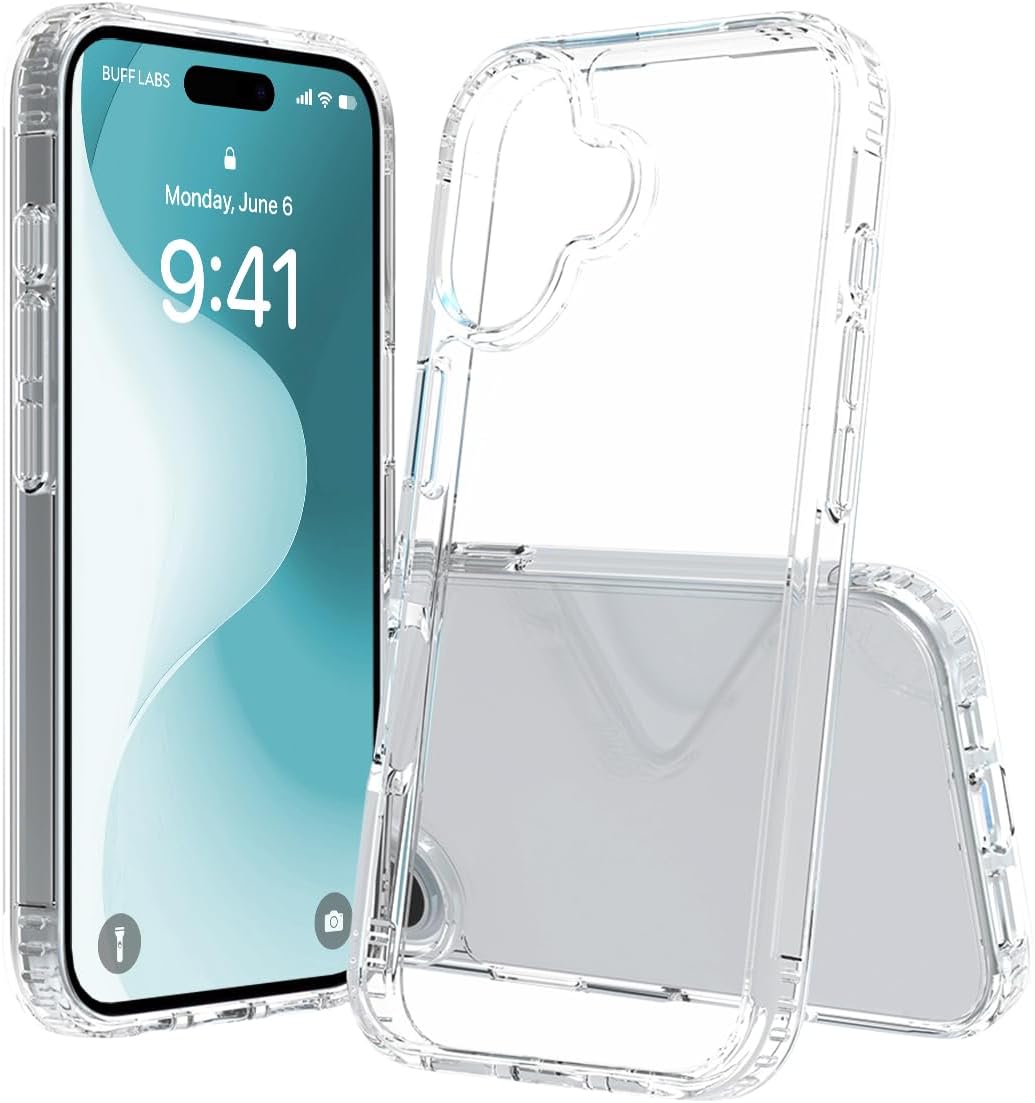 iPhone 16 ile Uyumlu Air Hybrid Darbe Emici TPU ve PC Kılıf, Crystal Clear