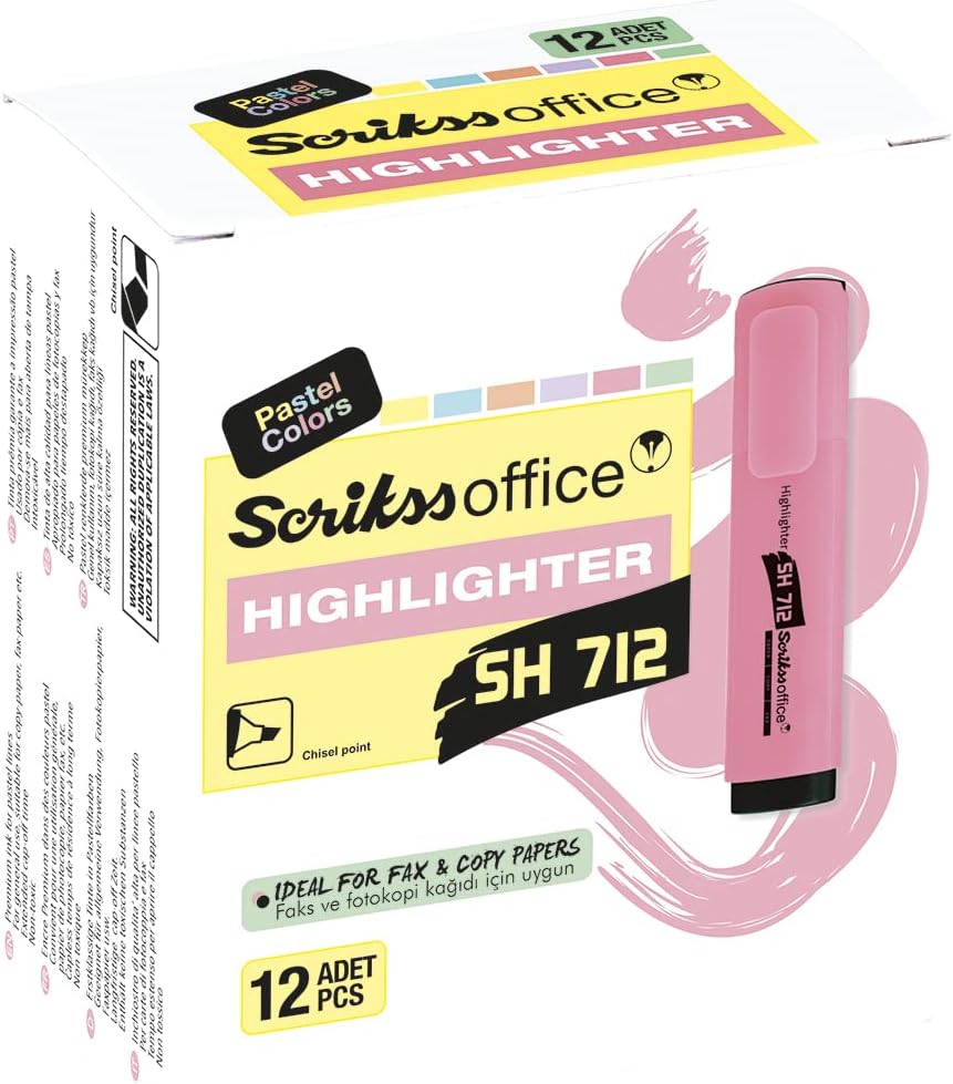 Office Sh712 Fosforlu Pastel Kalem 12&apos;lik Ambalaj Pastel Turuncu