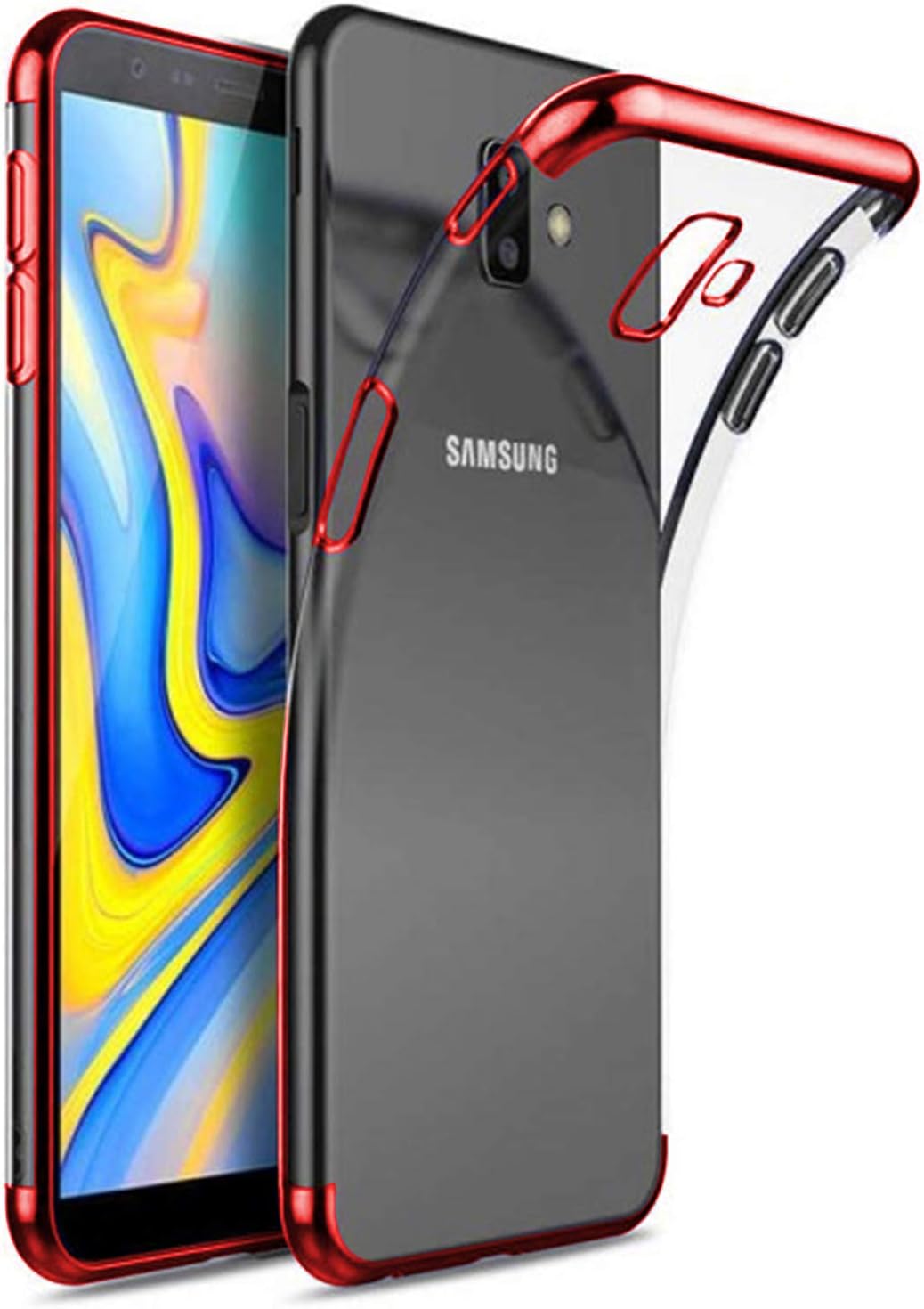 Samsung Galaxy J6 Plus Kılıf Skyfall Transparent Clear Kırmızı