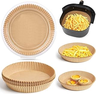 Airfryer Pişirme Kağıdı 50 Adet Yuvarlak Fırın Tepsisi Yanmaz Yapışmaz Gıda Parşömeni Sıcak Hava Fritözü Aksesuarı