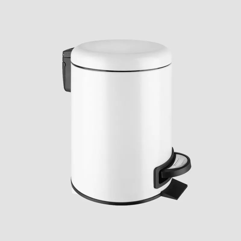 Paslanmaz Elit Pedallı Çöp Kovası Beyaz 5 LT (000301-2)