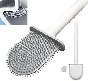 HİGH-TECH Silikon Tuvalet Fırçası, Kavisli Tasarım, Çizik Bırakmayan Başlık, Silikon Tuvalet Fırçası, Duvara Yapıştırmalı, Tuvalet, Küvet, Banyo Fırçası, Temizleme Fırçası