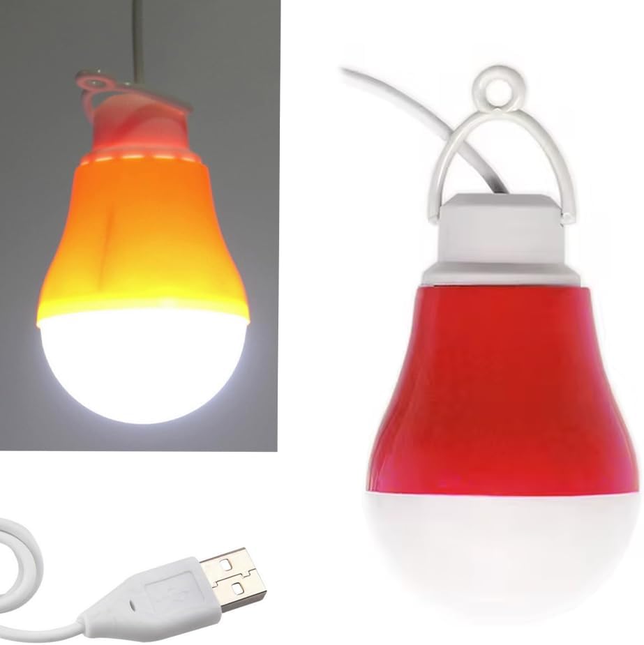 Usb Kablolu Beyaz Led Ampul 5W 5 Volt, Kamp, Piknik, Çadır, Seyahat, Açık Hava, Çok Amaçlı Lamba, Powerbank, Laptop gibi Güç Alabileceği Usb Girişli Her Cihaz ile Çalışabilir (1)