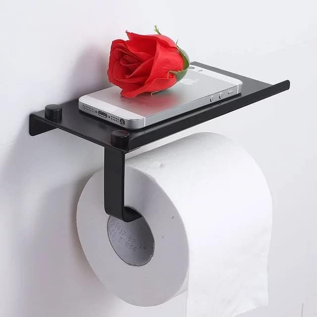 Standlı - Raflı Tuvalet Kağıtlığı,Siyah,İster Yapıştır İster Montajla,Delmeye Son...Şık ve Fonksiyonel Banyo Aksesuarı