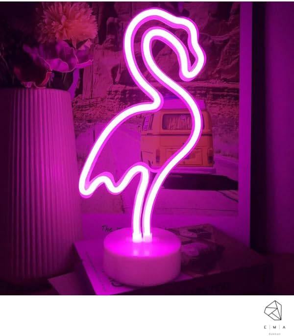 dükkan Neon Led Işıklı Usb'li Gece Lambası Neon Led Işıklı Masa Lambası Dekoratif Aydınlatma (Flamingo)