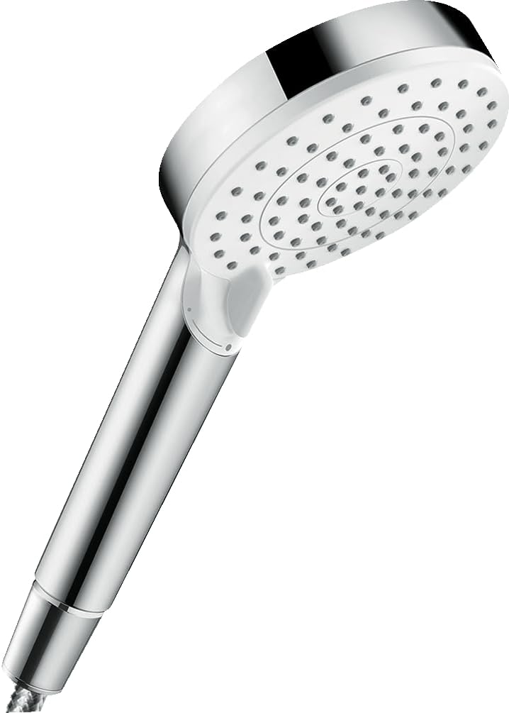 Crometta - Duş Başlığı, 2 Püskürtme Türlü El Duşu (Çap 100 mm), Kireç Önleyici Fonksiyonlu Duş Başlığı, Beyaz/Krom