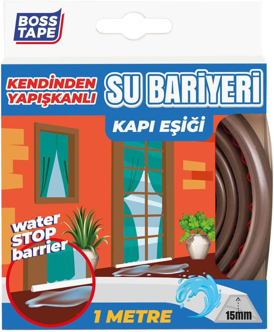 Tape Duş, Kapı Eşiği, Mutfak Tezgahı Etrafı Su Kesici Bariyer Kahverengi 1 metre