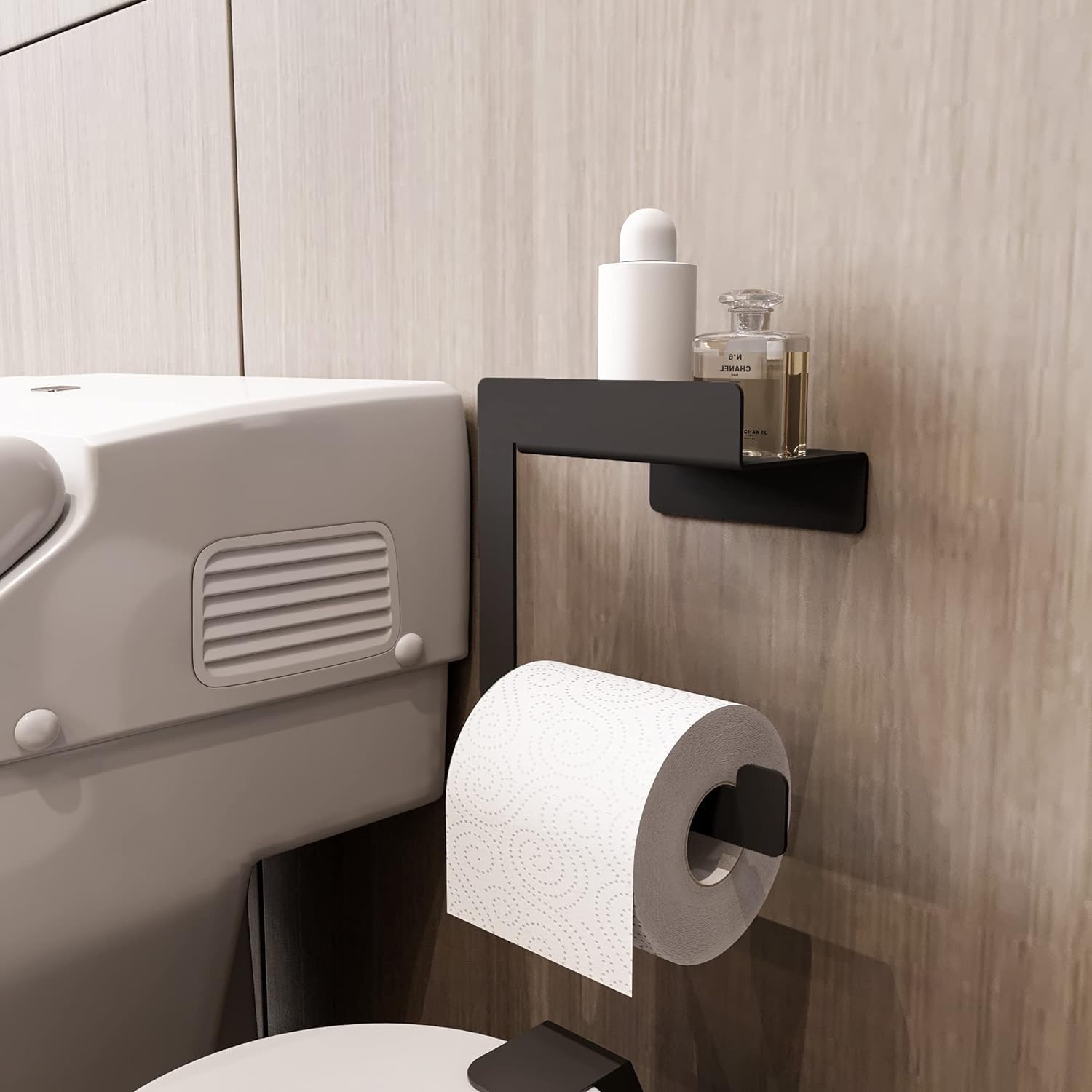 Tuvalet Kağıtlığı, Banyo Tuvalet Kağıtlık, Wc Tuvalet Kağıdı Tutucu, Banyo Tuvalet Kağıdı Askısı, Tuvalet Kağıdı Aparatı, Metal Tuvalet Kağıdı Standı (Metal, Siyah)