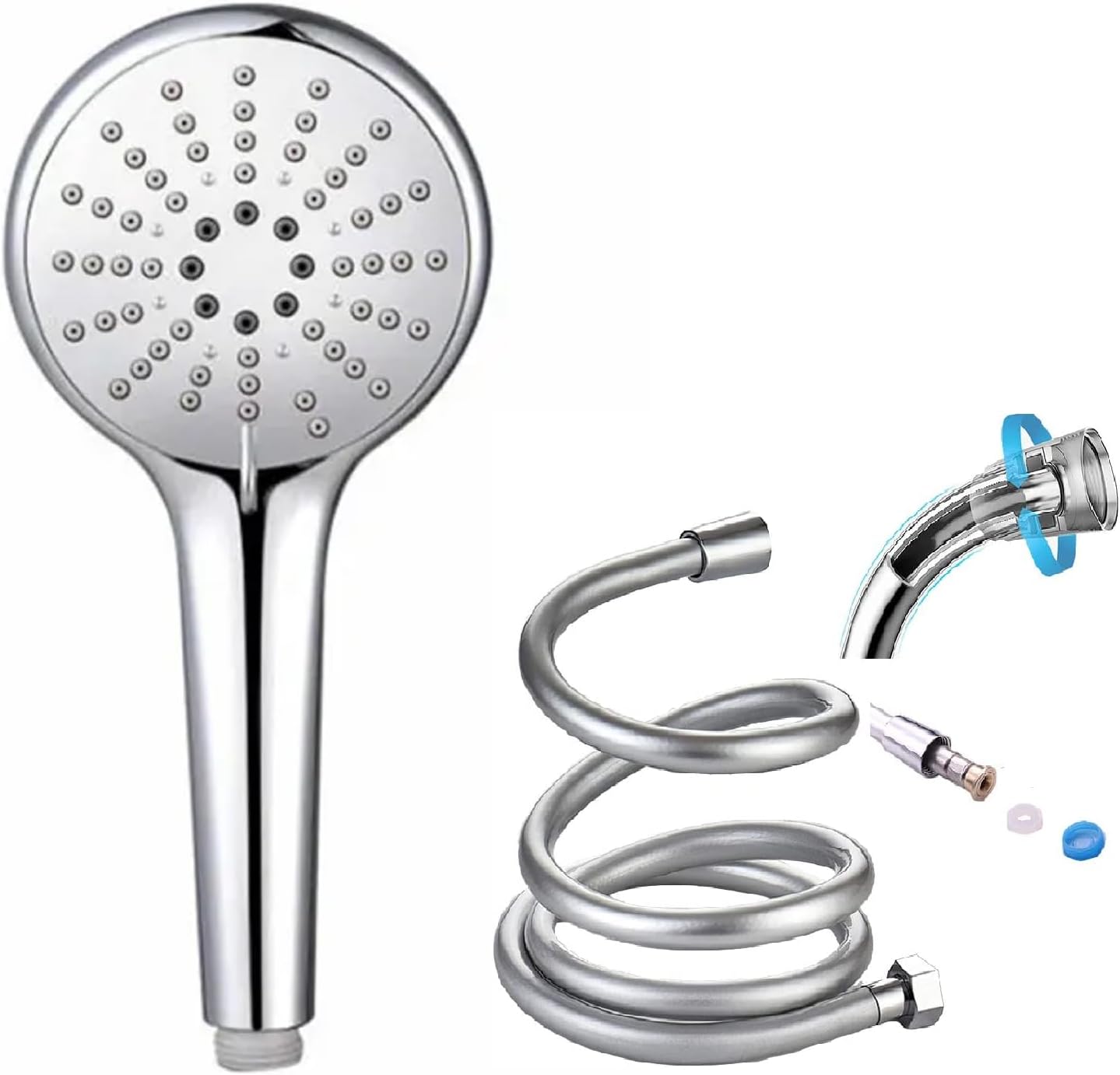 Duş Seti / 3 Fonksiyonlu Yüksek Dayanımlı ABS Duş Başlığı + 170cm Ekstra Uzun Duş Hortumu/NEROLIA