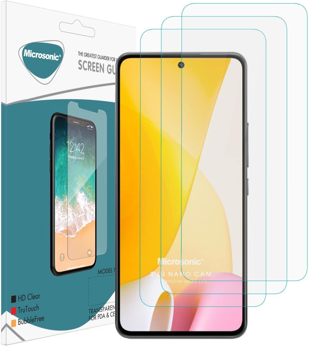 Xiaomi Mi 12 Lite Screen Protector Nano Glass Cam Ekran Koruyucu (3`lü Paket)