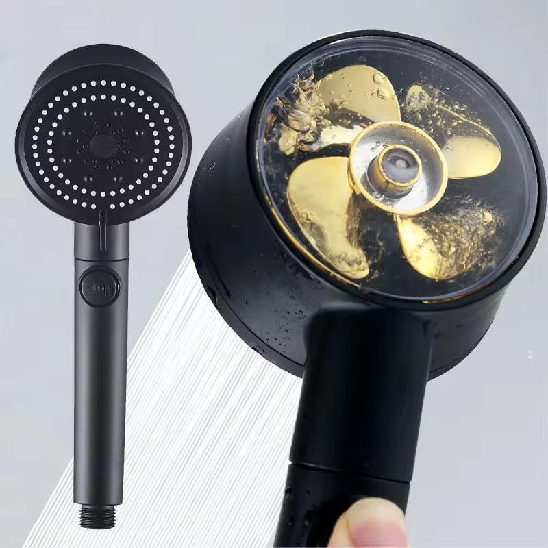 Home Turbo Fan 5 Fonksiyonlu Duş Başlığı, El Duşu Handshower, Siyah, Durdurma Özelliği İle, Yenilikçi ve Çok Fonksiyonlu Banyo Aksesuarı
