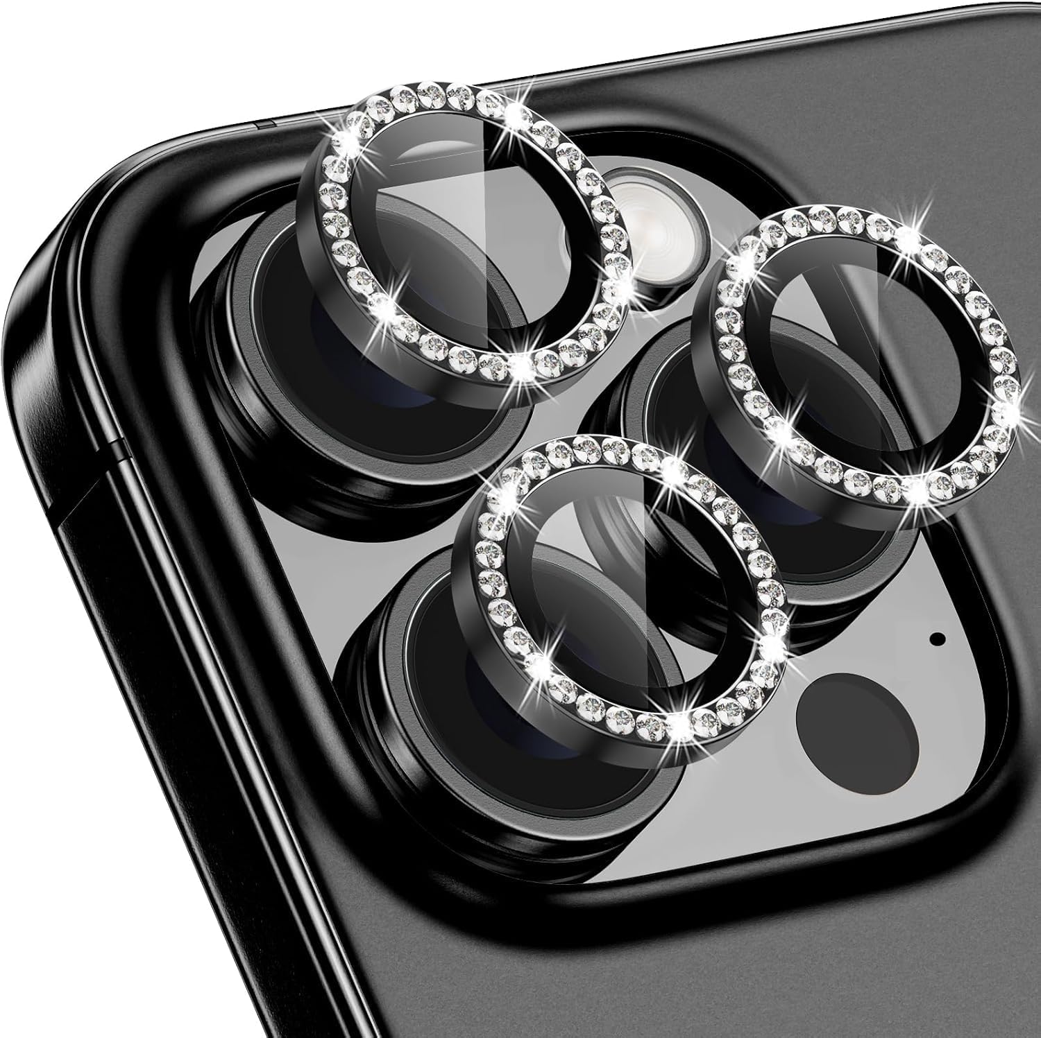 Trend iPhone 16 Pro/iPhone 16 Pro Max Taşlı Lens Koruyucu Premium Kalite ve Görünüm Siyah Black