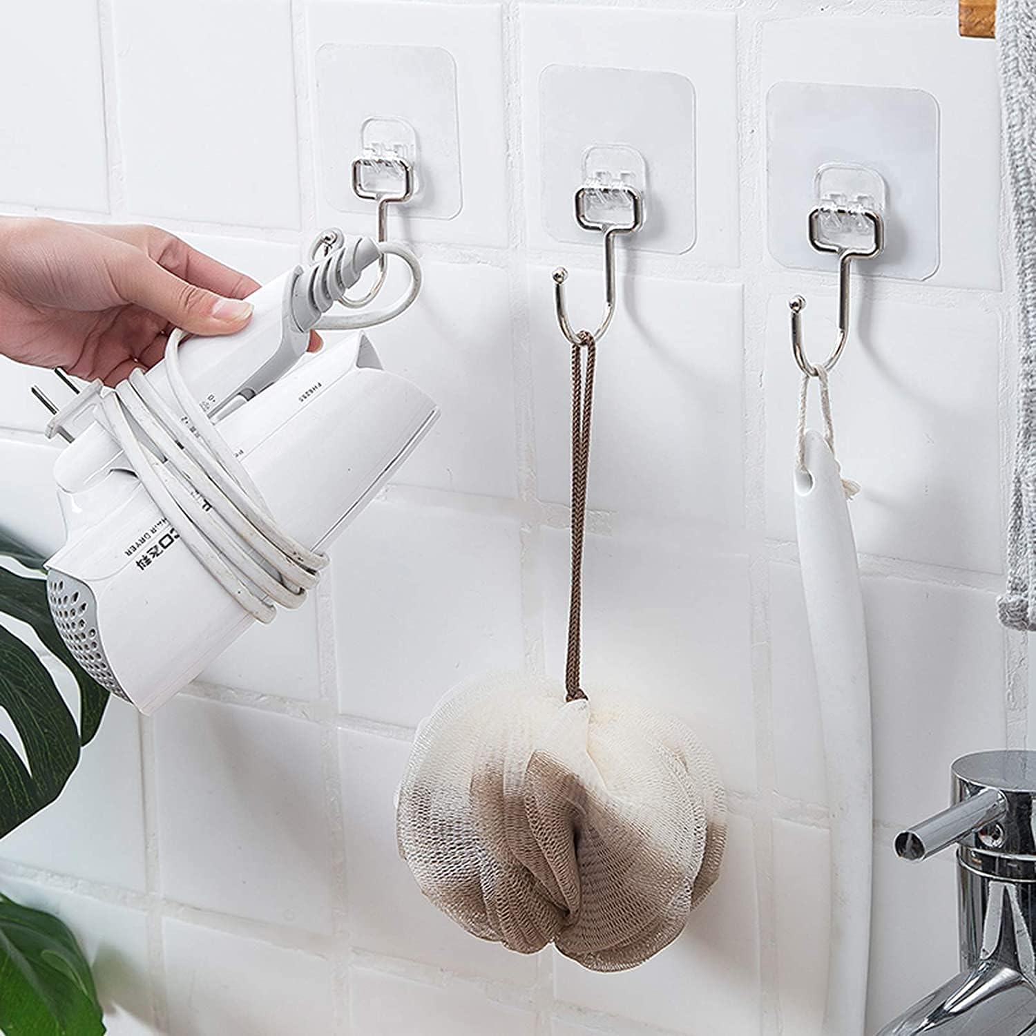 Banyo İçin Krom Güçlü Yapışkan Kancalar yapışkanlı Askılar mutfak ev Ofis Için Duvar Askıları (2 Adet Gönderilmektedir)