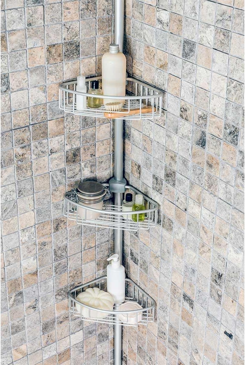 Aluminyum Tel 3 Rafli Yaylı Köşe Seti - Mat Eloksal-Small