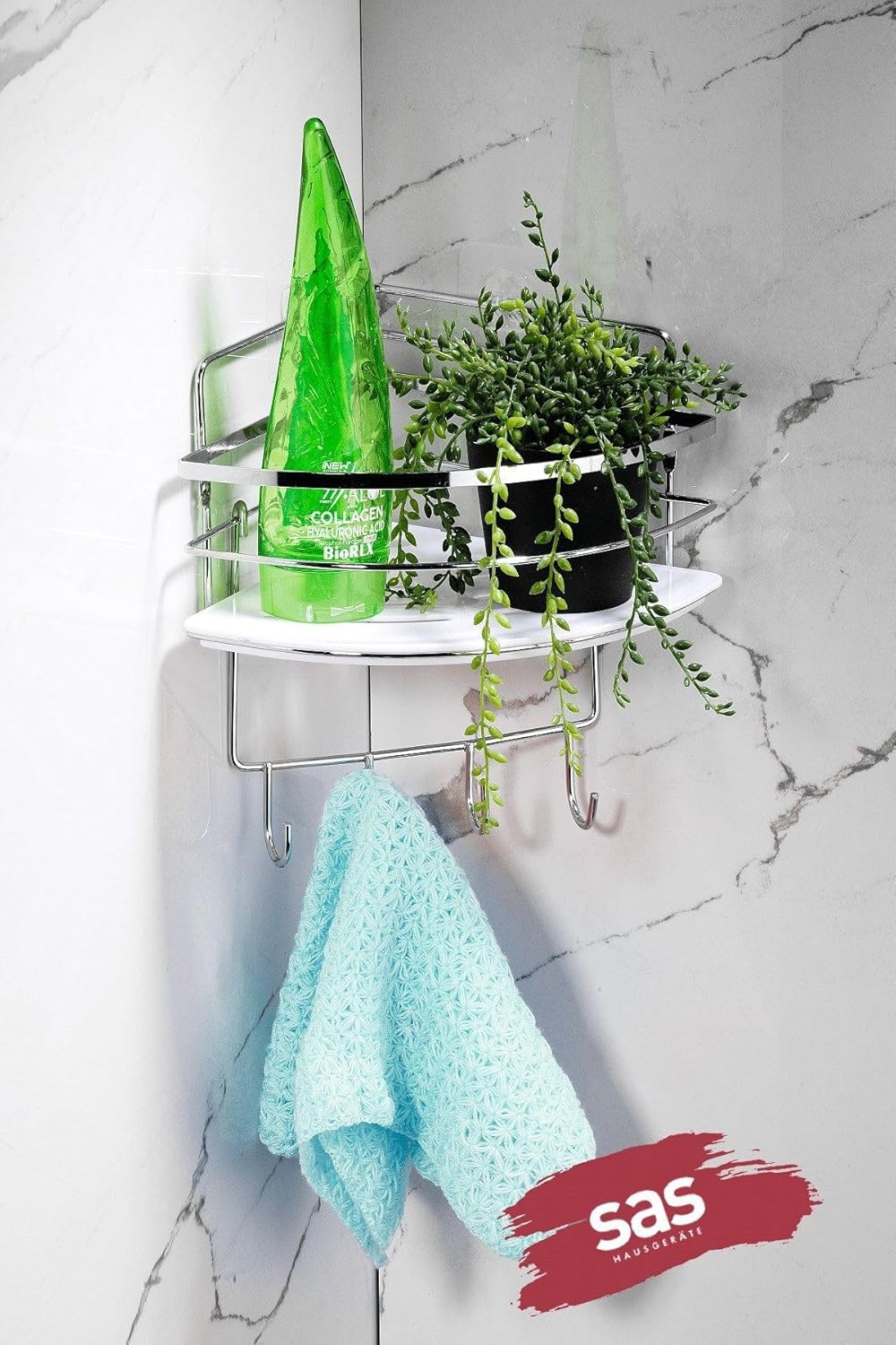 Haus Yapışkanlı Ömür Boyu Paslanmaz Kristal Ayarlanabilir Raf Banyo Düzenleyici Şampuanlık LK-01 KBKK