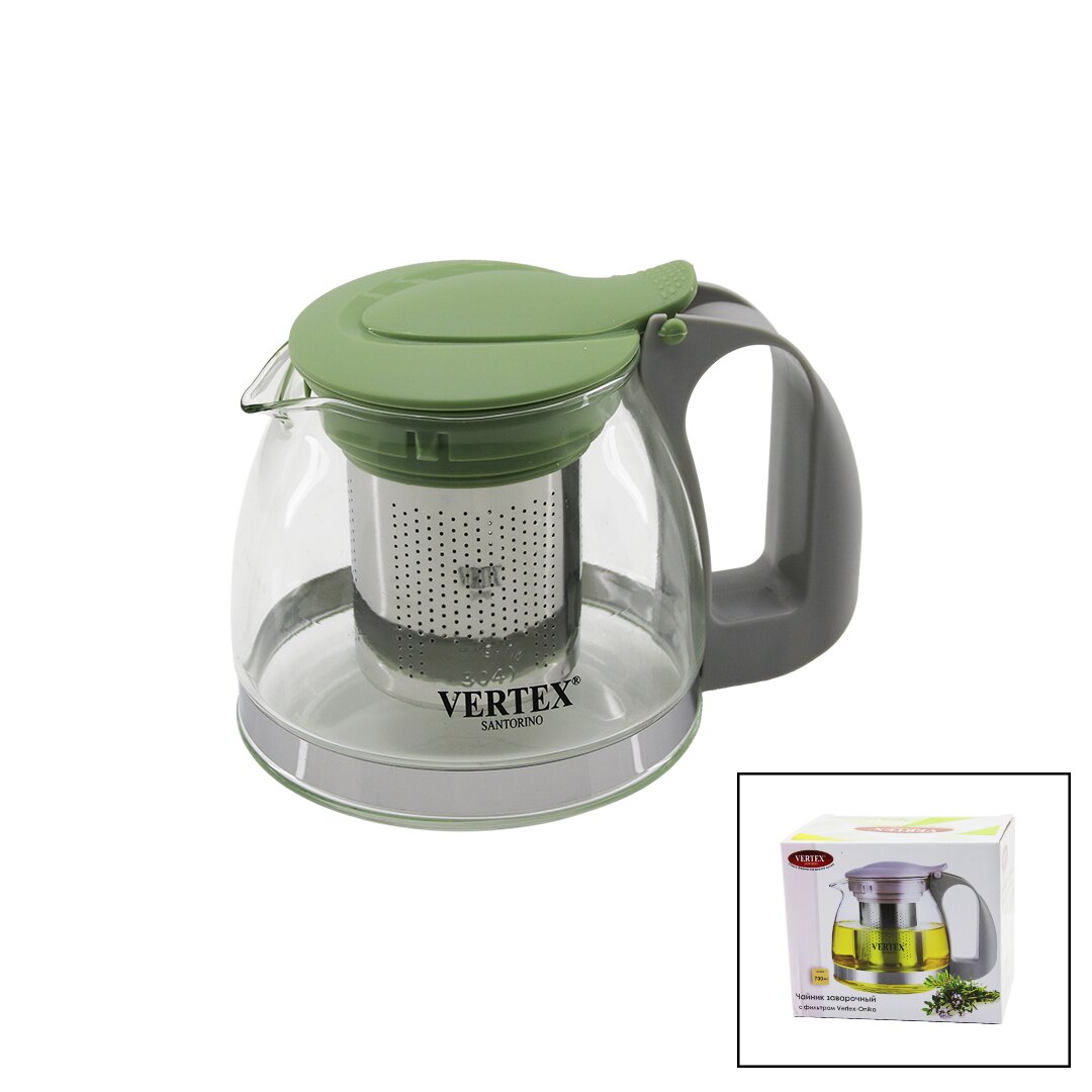 CAM  DEMLİK  METAL SÜZGEÇ   RENKLİ PLASTİK KAPAK - KULP  700 ML