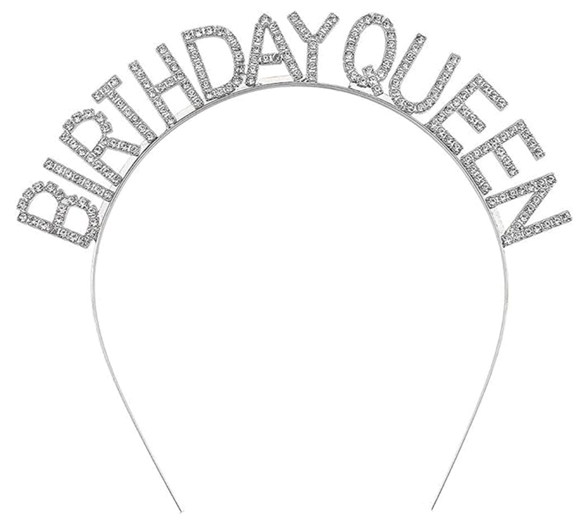 Gümüş Renk Taşlı Parlak Birthday Queen Yazılı Kraliçe  16x17 cm