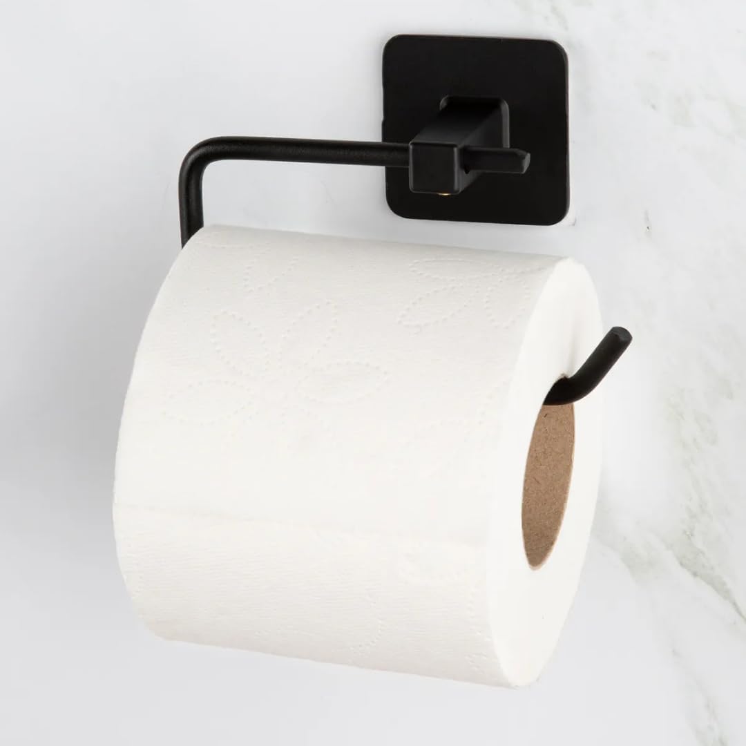 Tuvalet Kağıdı Askısı Yapışkanlı Siyah Kare Açık Tuvalet Kağıtlığı Wc Kağıtlık Tuvalet Kağıdı Askısı (KALİTELİ YAPIŞKANLI)