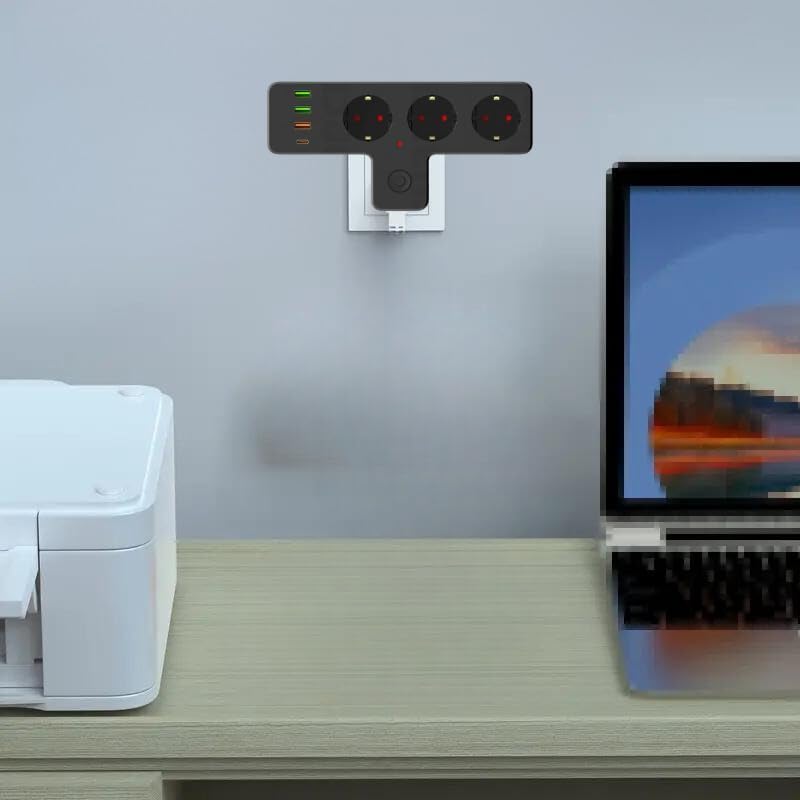 Yeni Nesil 3&apos;lü Duvar Priz Termal Akım Korumalı Priz 3 x USB, 1 x Type-C 20W PD Giriş Ofis Ev Okul