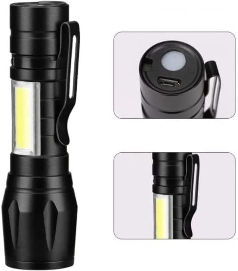Taktikal Fener Led USB Ultra Güçlü Mini Boy Şarjlı El Feneri, Siyah
