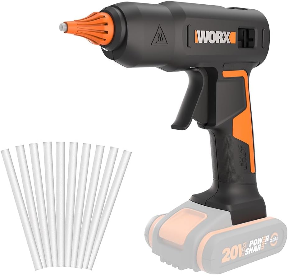 WX045.9 20Volt 11MM Profesyonel Sıcak Mum Silikon Tabancası + 10 Silikon (Akü Dahil Değildir)