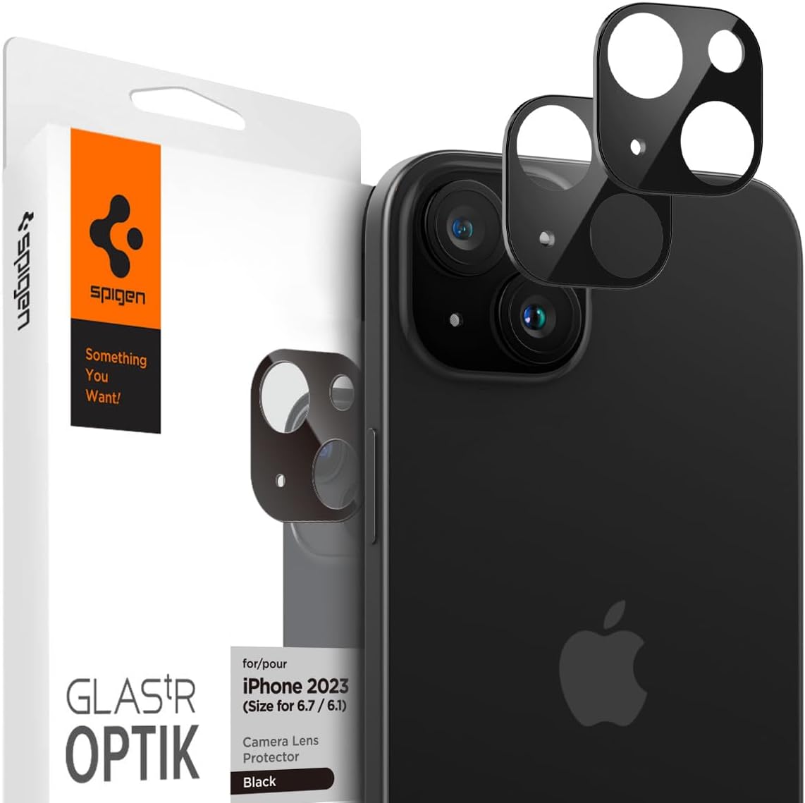 iPhone 15 / 15 Plus / 14 / 14 Plus Kamera Lens Camı Koruyucu Glas.tR Optik (2 Adet) Black - AGL06917