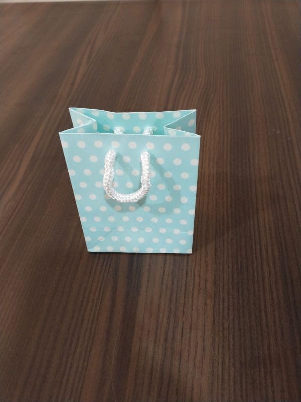 Saplı Torba Kraft Torba Çanta Mavi Puanlı 8x5x11 cm 25 Adet