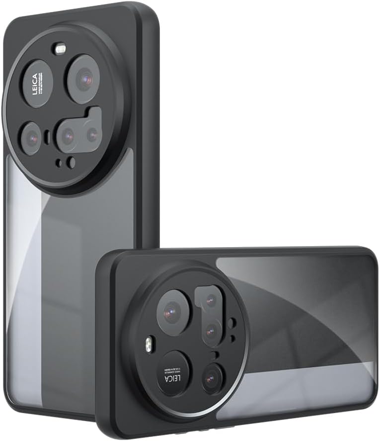 Xiaomi 15 Ultra ile uyumlu Kamera Korumalı Şeffaf Pürüzsüz Arka Yüzey Z-New Roll Kapak Parmak izi Yapmayan Xiaomi 15 Ultra için kılıf Siyah