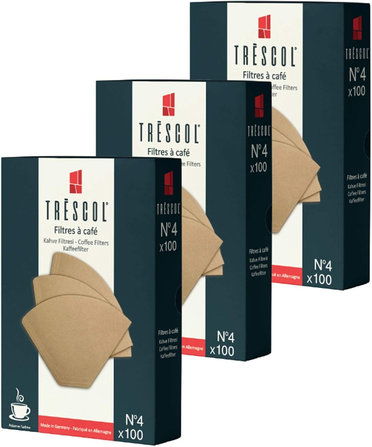 Kahve Filtresi 4 Numara (Büyük Boy) Naturel Kağıt 3X100 300&apos;lü Paket