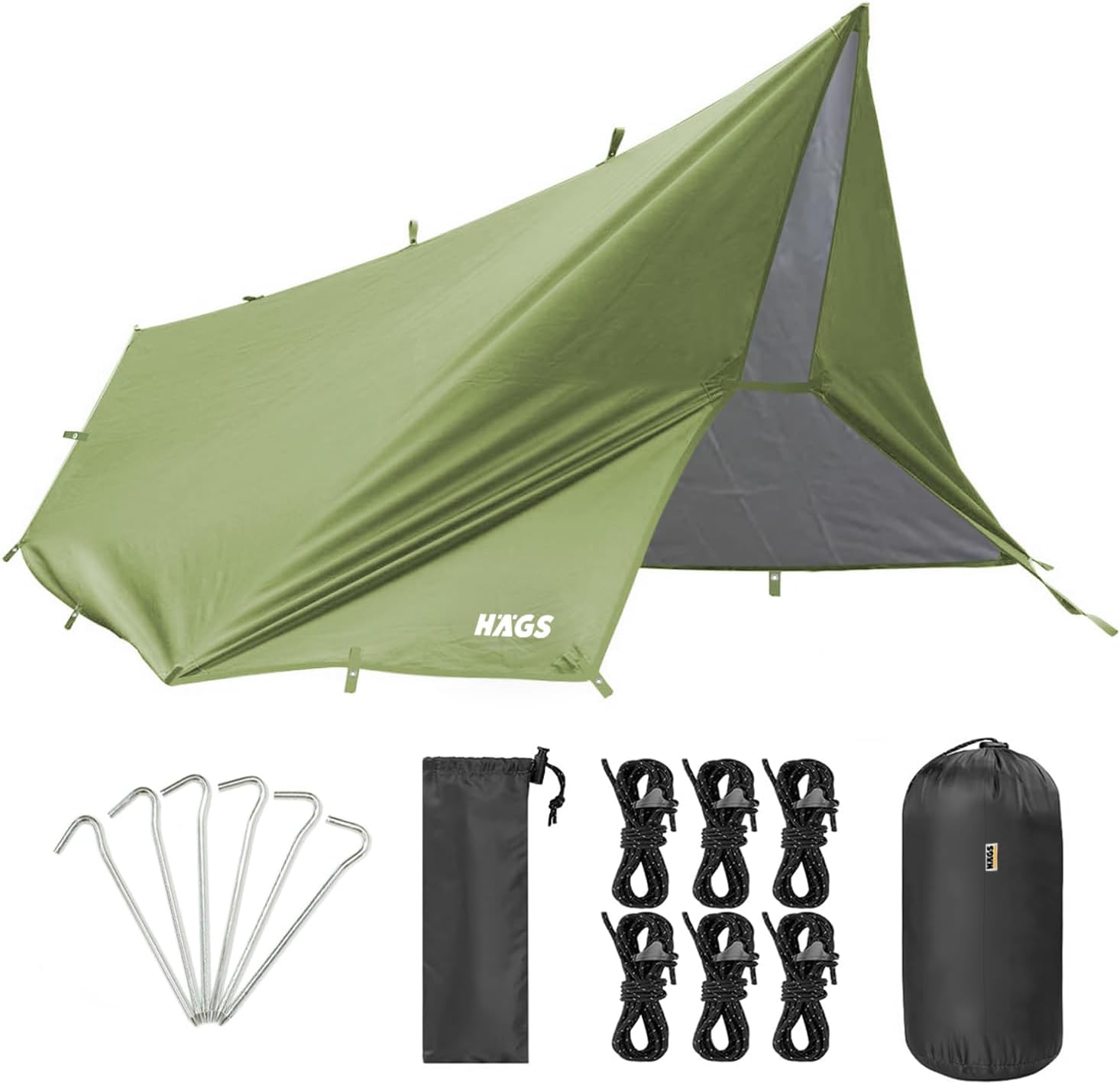 Su Geçirmez Tarp Tente Gölgelik Örtü, 4 Mevsim Taşınabilir Örtü Branda Çok İşlevli Outdoor Açık Hava Kamp Seyahat Tente Branda Barınak Yağmurluk, Güneşlik Gölgelik Çadır 300x400 cm - Yeşil
