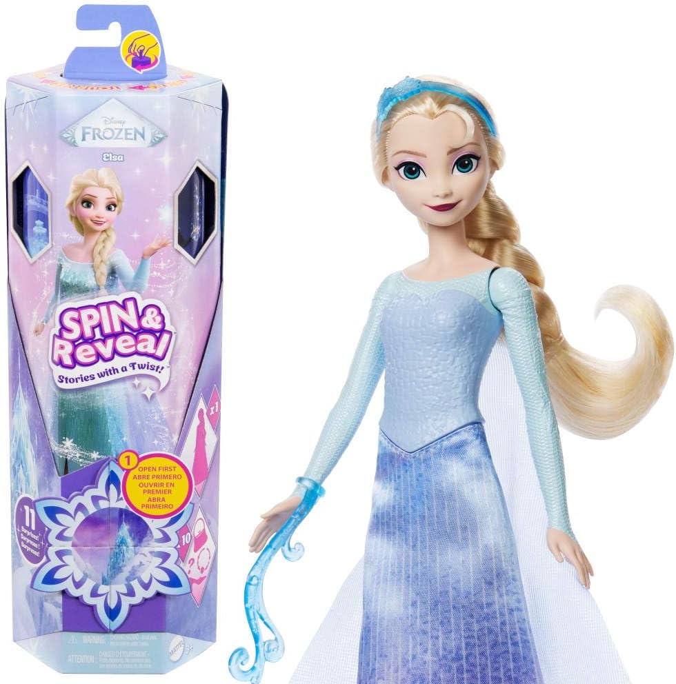 filminden ilham alan Mattel  Karlar Ülkesi Eğlenceli Sürprizler Elsa bebek seti, 5 aksesuar, 5 çıkartma ve 1 oyun alanı içeren 11 sürpriz, JBG59