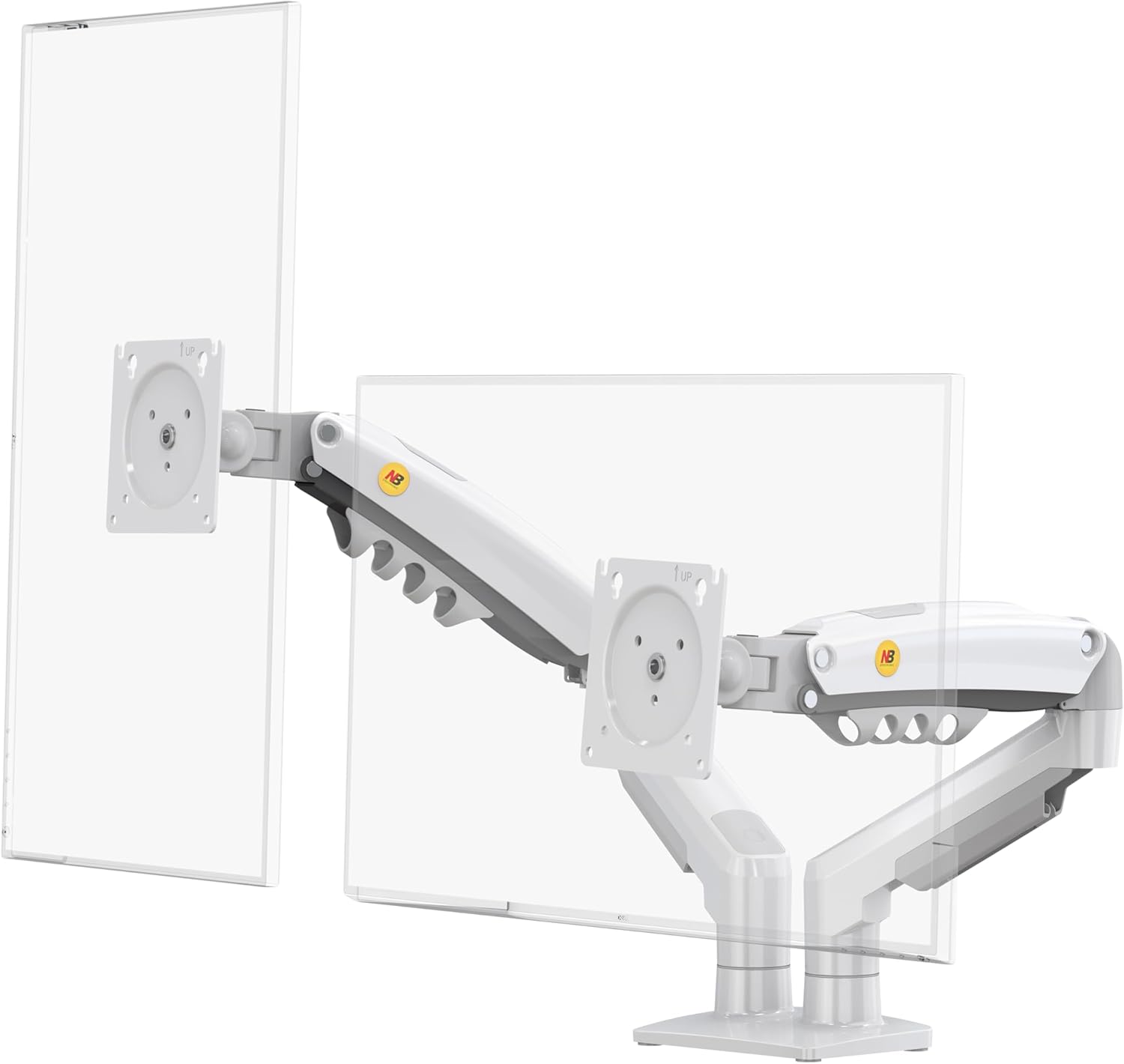 Bayou NB F160 17-27" Çift Kol 2-9 kg Amortisörlü Monitör Standı (Beyaz)