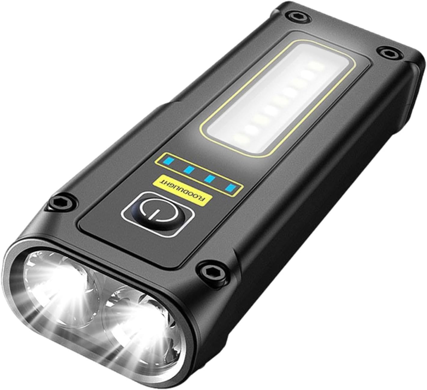 Çok Fonksiyonlu USB Şarjlı LED El Feneri | 500 Lümen, 2 Tuşlu 8 Mod, Kırmızı-Mavi Flaşör, COB Yan Işık, Type-C Girişli, Taşınabilir Aydınlatma